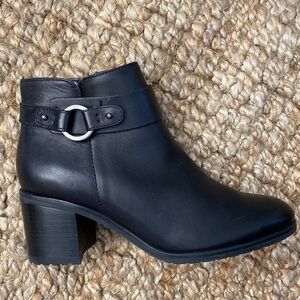 Naturalizer Lydia Leather Ankle Boots Womens 8W shootie shoe black Zip Western